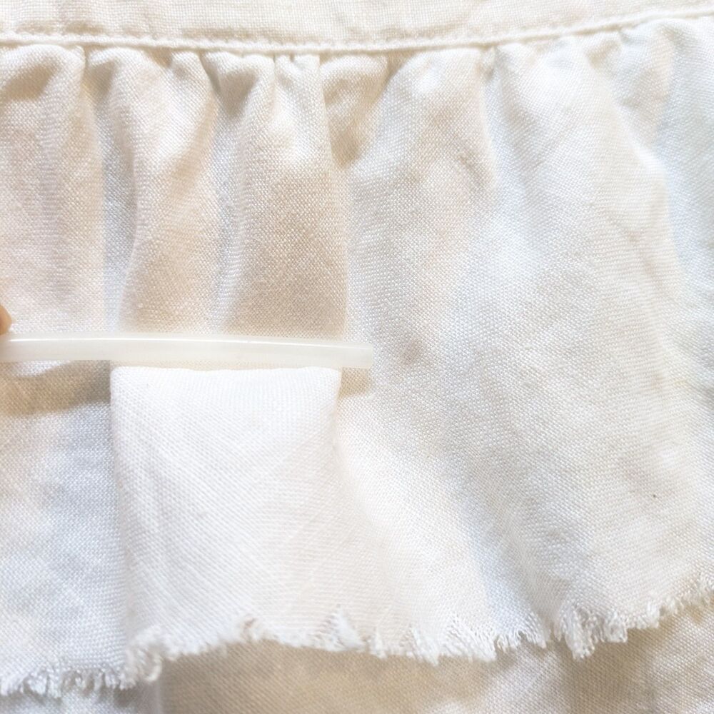 Old Navy 100% Linen White Mini Skirt Size 4 Low Waist Lined Tiered Ruffle Y2K - Picture 11 of 11